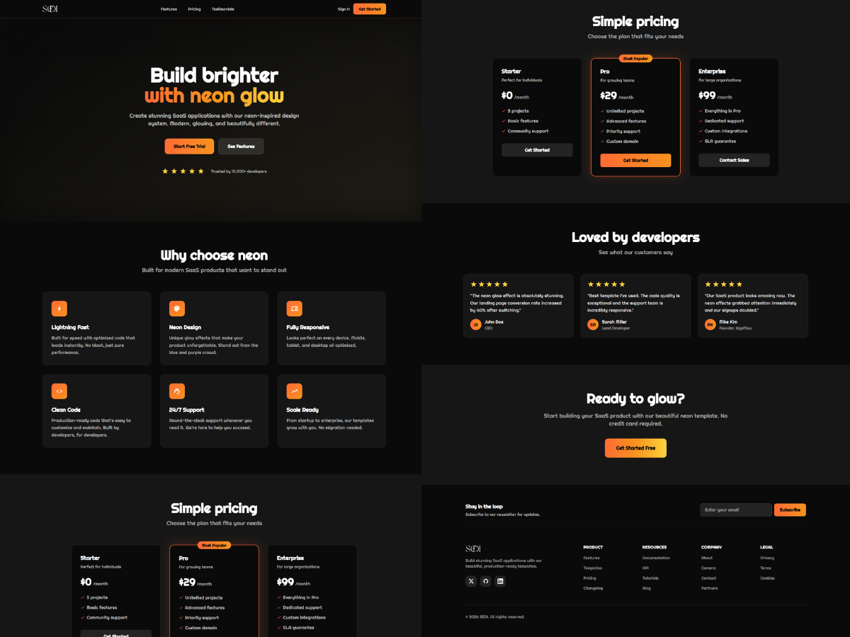 Neon Glow SaaS Template