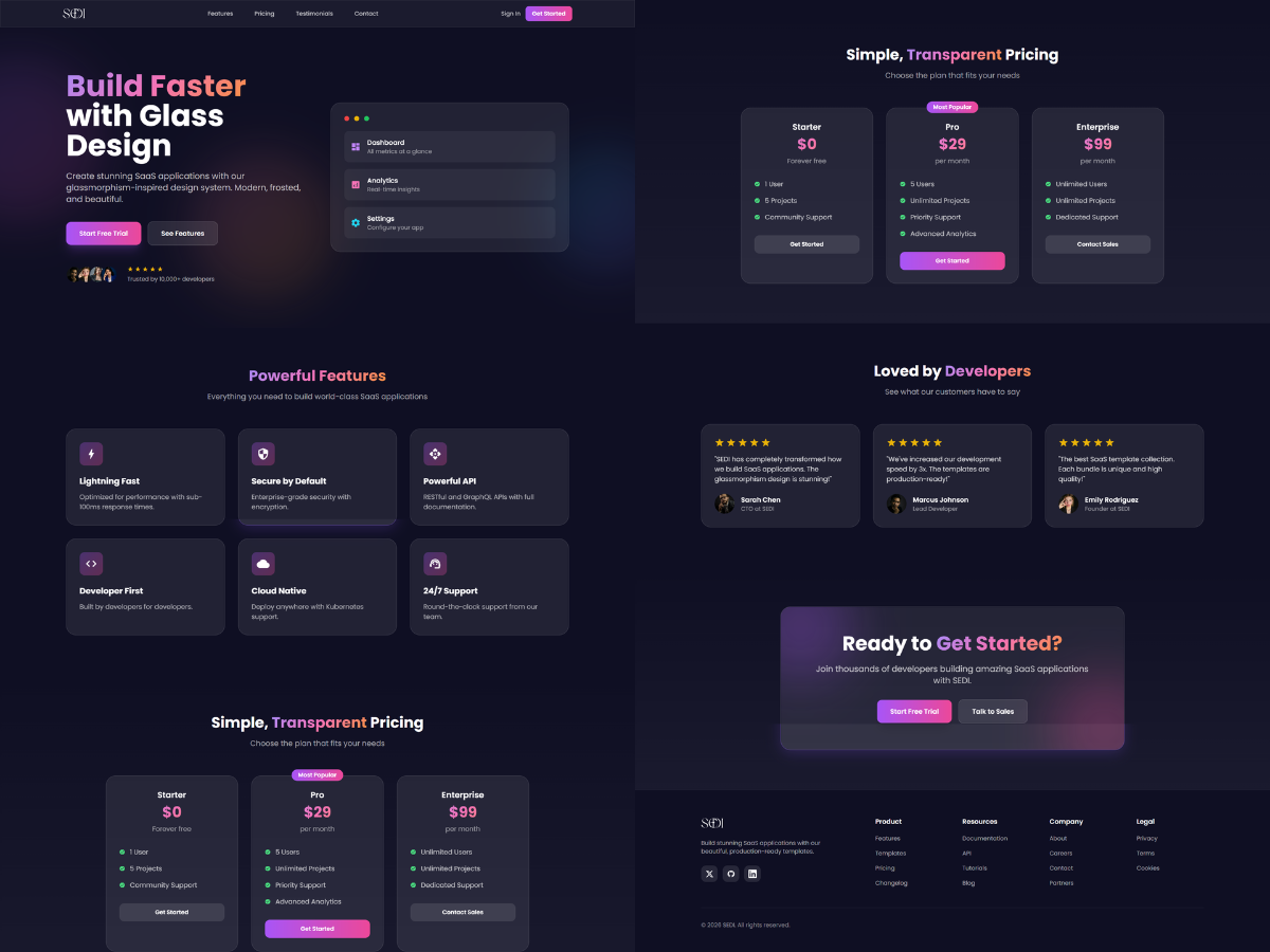 Glassmorphism SaaS Template