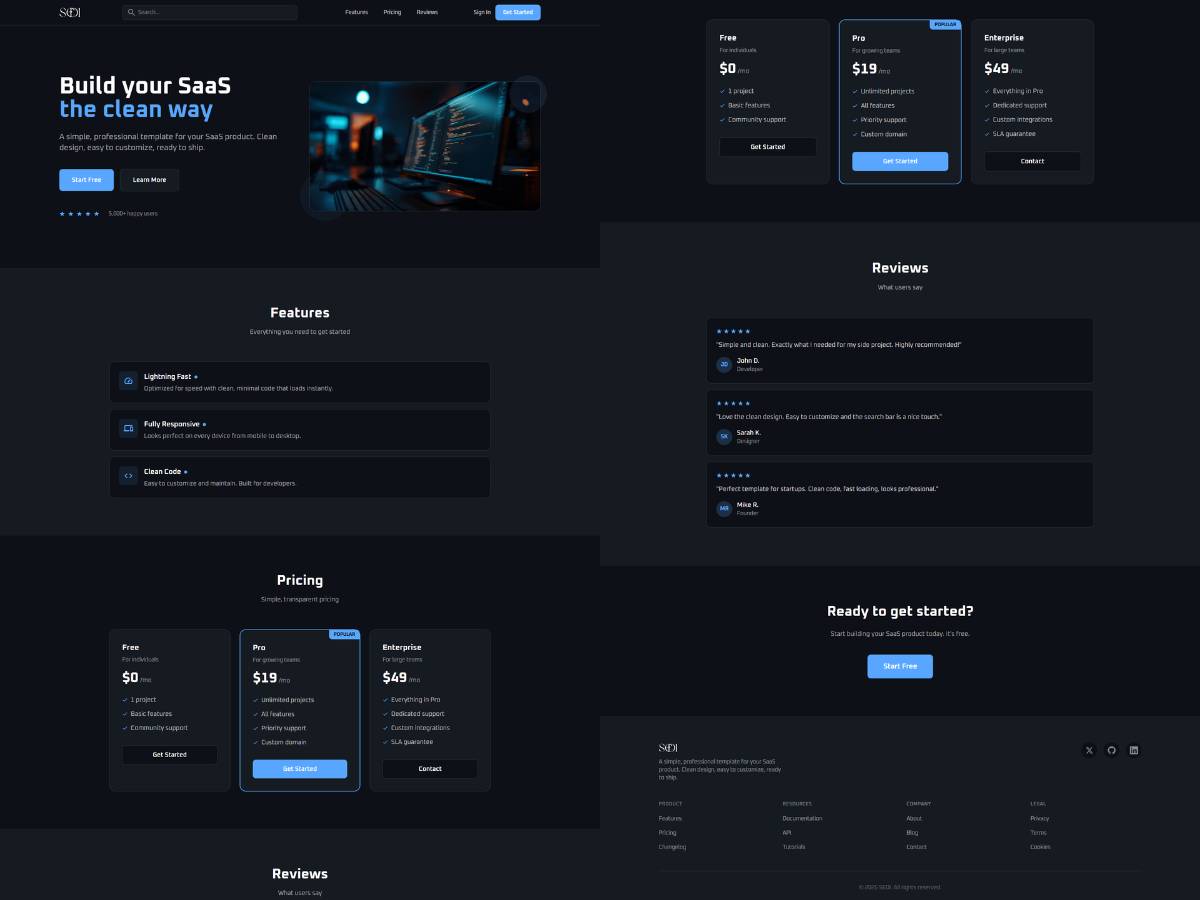 Clean Dark SaaS Template